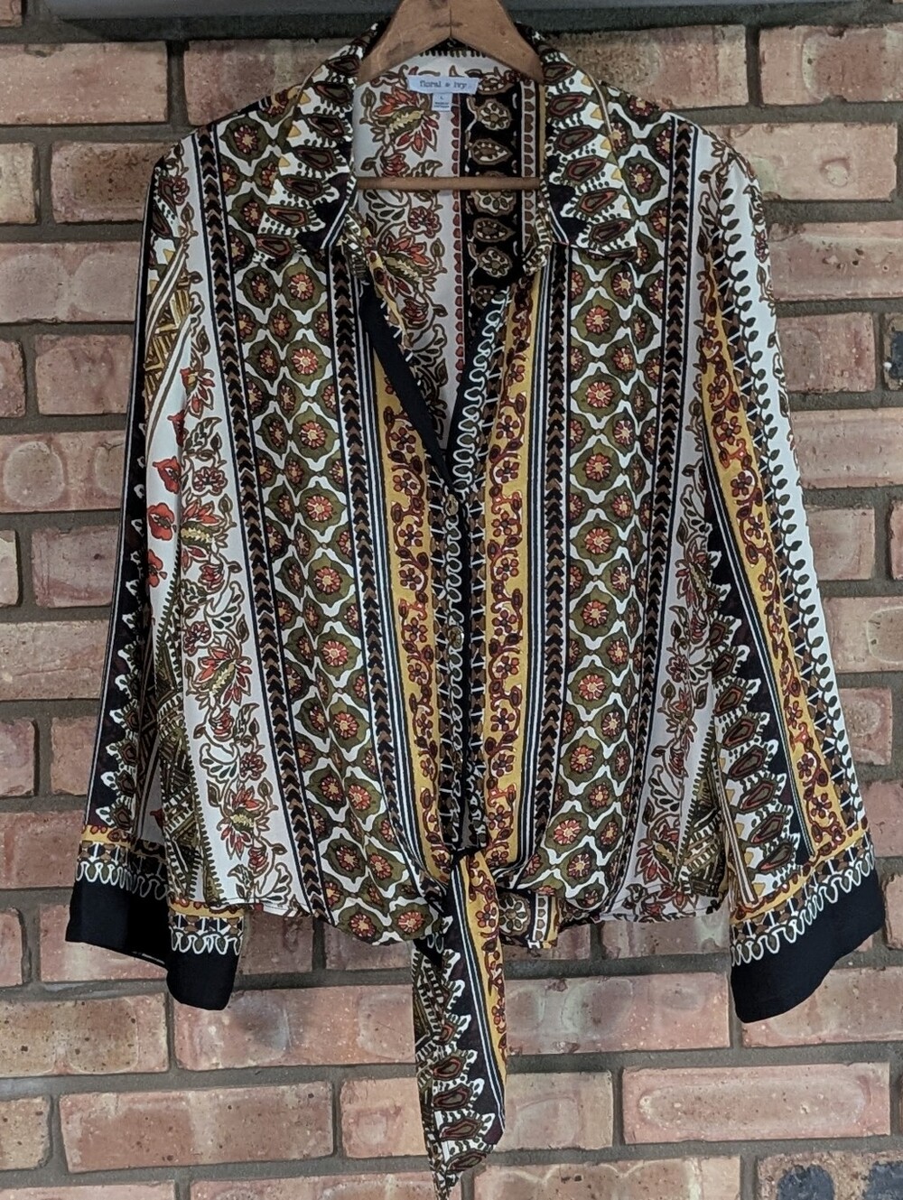 Floral & Ivy Tie-Waist Blouse